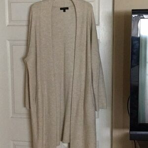 Banana Republic Light Cream Open-Front Long Cardigan